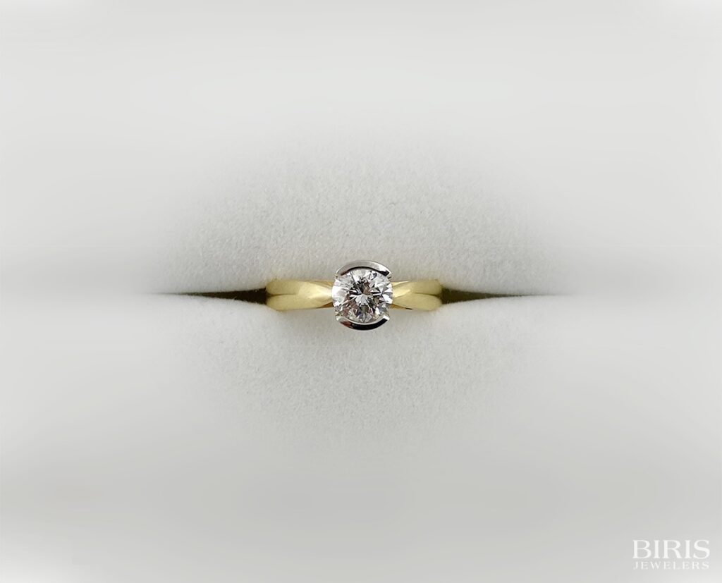 Diamond Engagement Ring with Gold Band