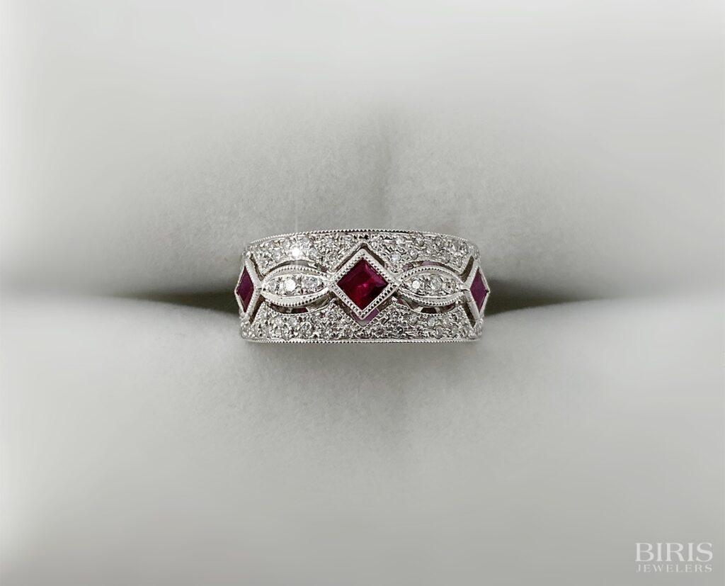 Garnet Birth Stone and Diamond Ring